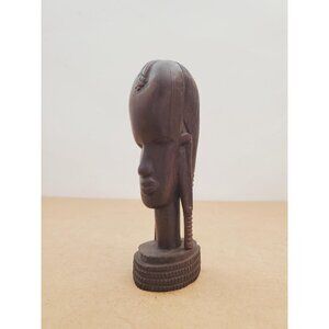 Vintage Wooden Sculpture African Bust - Vintage Carved Wooden Bust, African